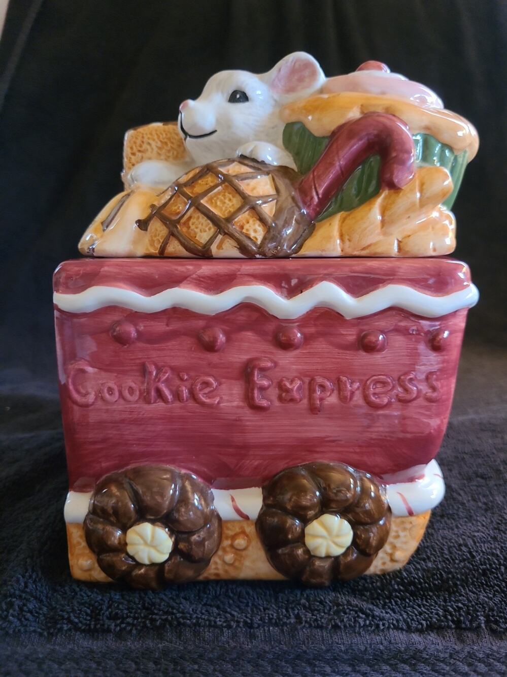 Vintage Cooks Club Cookie Express Ceramic Train Cookie Jar Dessert Lid Bakery